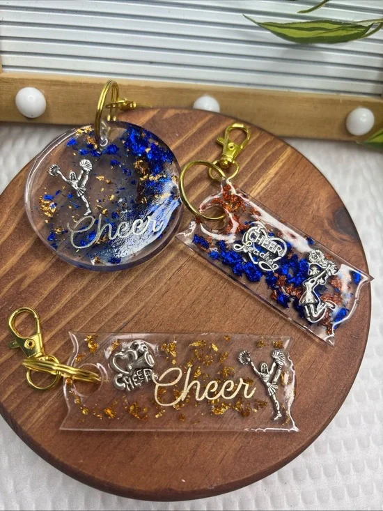 Cheer Acrylic Keychain Set - Blue & Gold