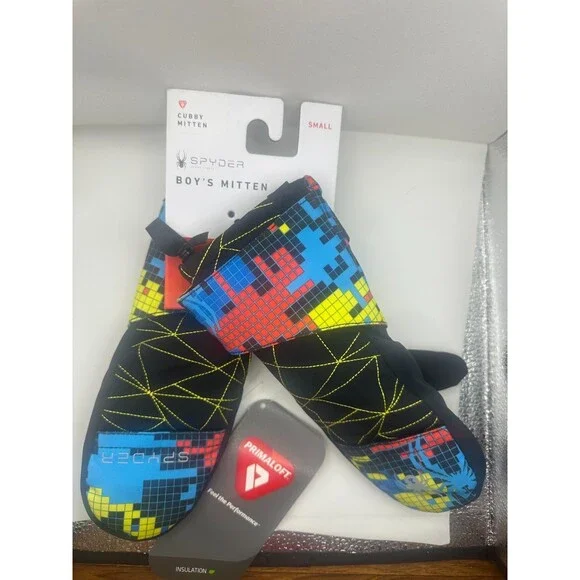 New Spyder Mini Cubby Mittens Ski Snowboard Size Little Boy Small Digi Bug