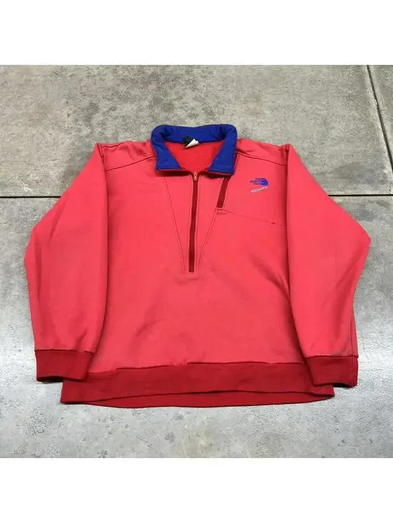 vintage the north face extreme made in usa quarter zip bright red sweatshirt