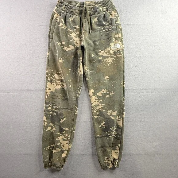 The North Face Mens Small Camo Fleece Joggers Green Camouflage Sweatpants