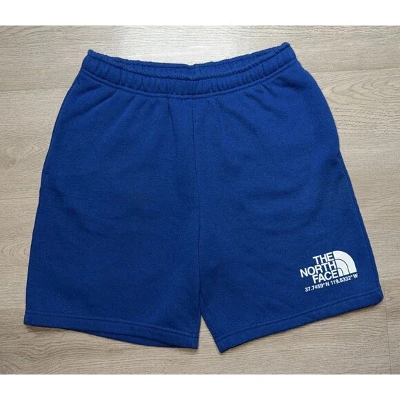 The North Face Men’s Fleece Shorts Blue Size Small Elastic Waist S Logo