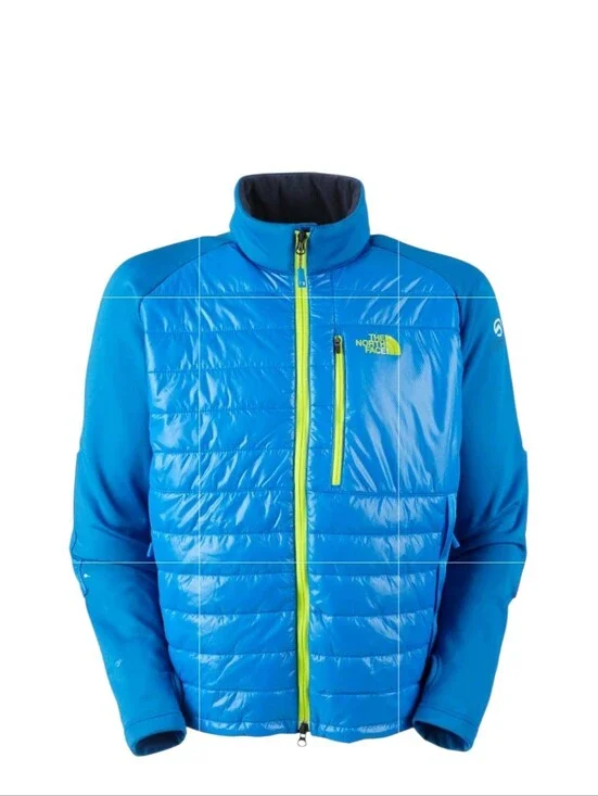 The North Face Summit Series Royal Blue Down Puffer Jacket w/ Yellow Accent