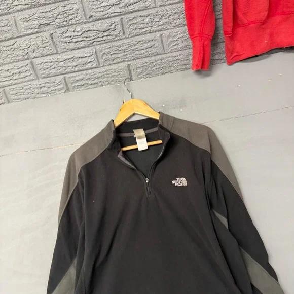 The‎ North Face Mens Quarter Zip Fleece Pullover Black Grey Colorblock Large