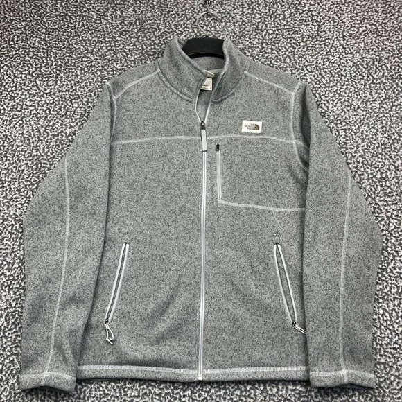 The North Face Fleece Jacket Men Medium Gray Full Zip Long Sleeve M