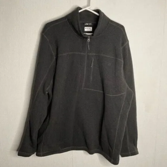 VTG The North Face Men Size XXL Gray 1/4 Zip Mockneck Sherpa Fleece Knit Sweater