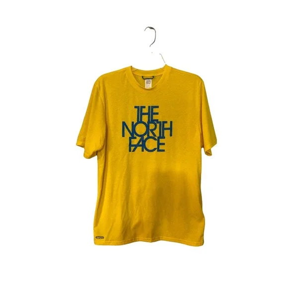Men's The North Face‎ Vapor Wick T-shirt Size Small Yellow Blue Lettering Active