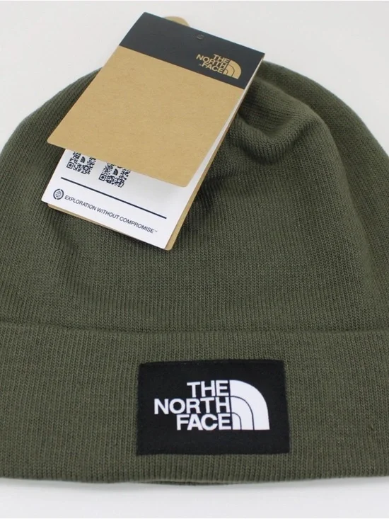 The North Face Olive Green Fold-Over Logo Beanie