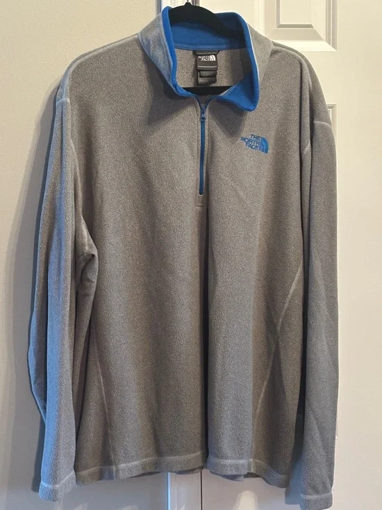 The North Face Grey Fleece Quarter-Zip with Blue Trim