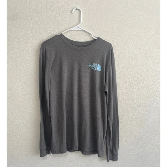 The North Face Long Sleeve Tee Mens Medium Gray Excellent Mountain Graphic Shirt