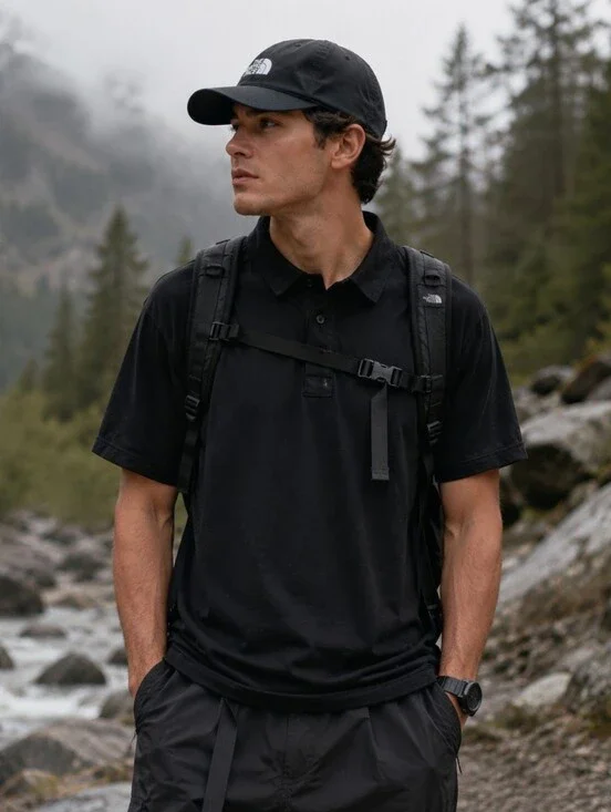 The North Face VaporWick Mens XL Black Button Polo Shirt Quick Dry Golf Gorpcore