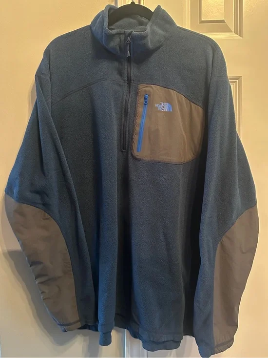 The North Face Slate Blue Half-Zip Fleece with Gray Panels