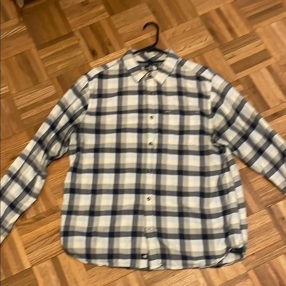 EUC The North Face blue plaid cotton shirt