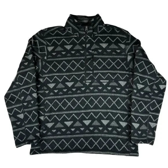 The North Face Jacket Men's Large Black Aztec Print Zip Fleece Geometric Sweater