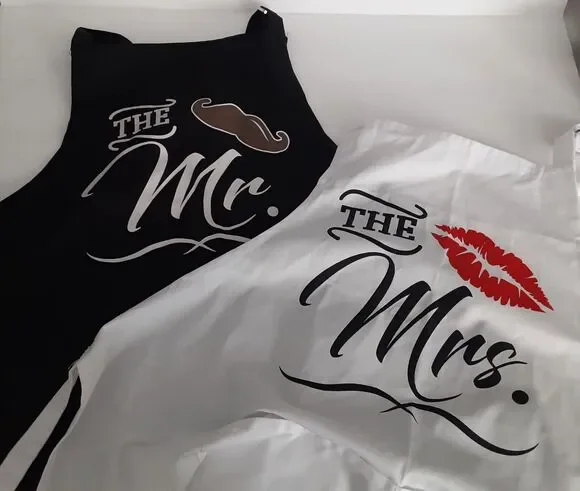 The Mr. & Mrs. Halter Aprons Newlyweds Foodies Fun
