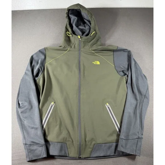The North Face Jacket Mens Large Green Full Zip Hybrid Softshell Hooded Kilowatt