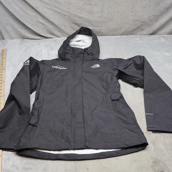 North Face Jacket Womens Small Grey Heathered Waterproof Wind Rain Light LOGO
