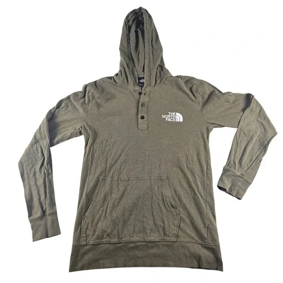 The North Face Hoodie Men's‎ Small Green Lightweight Henley Hooded Sweatshirt