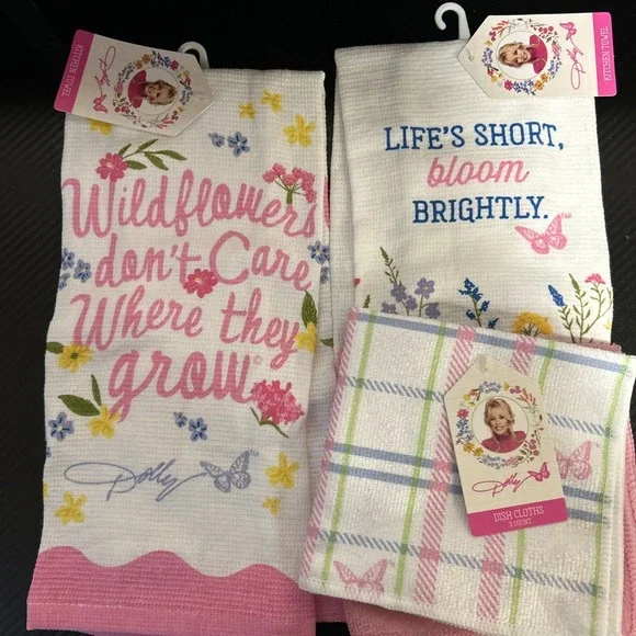 New Dolly Parton Wildflower Spring Collection Kitchen Towels & Dish‎ Clothes