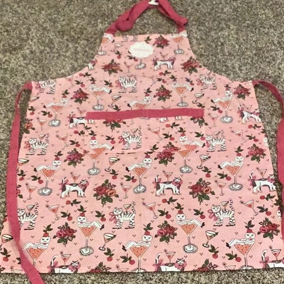 Kitchen Apron with Cats & Cocktails motif