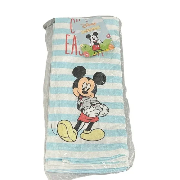 Disney Kitchen Towels  Blue Mickey Mouse Oh Boy Easter Set of 2