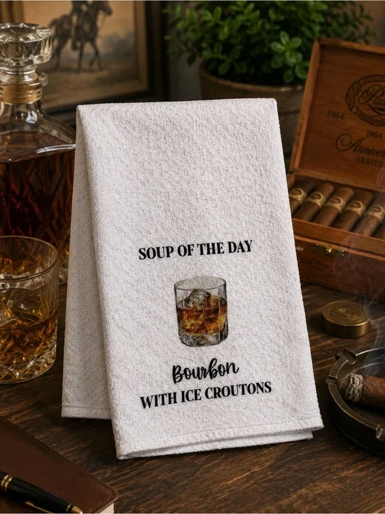Bourbon 'Soup of the Day' White Kitchen Tea Towel