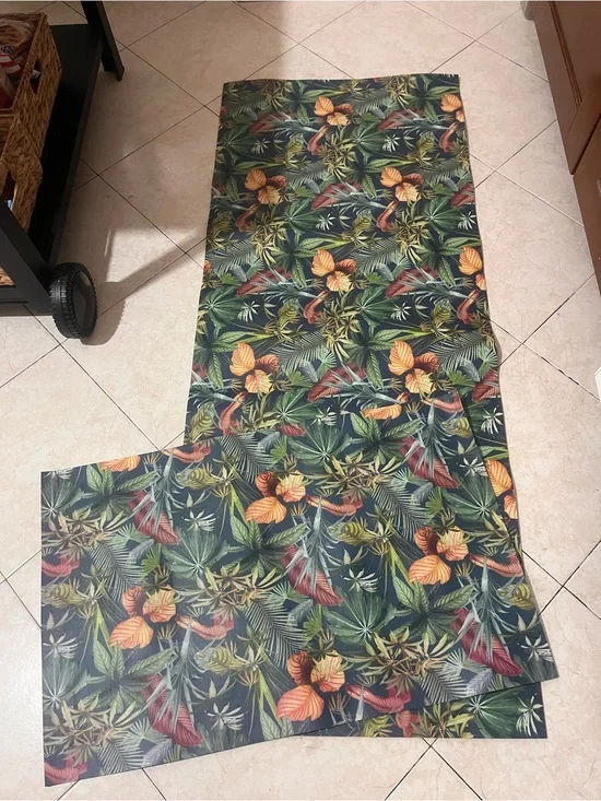 Tropical Botanical Kitchen Runner mats rug wipeable