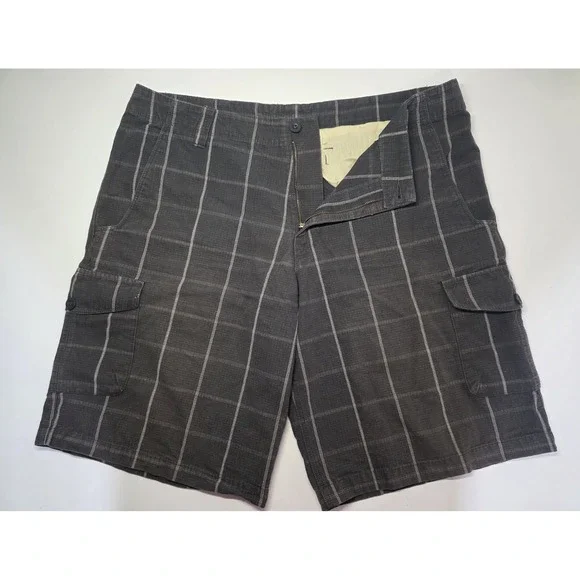 The‎ North Face Mens Size 38 Gray Plaid Cargo Shorts