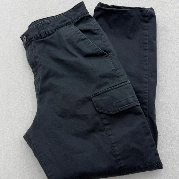 The North Face Cargo Pants Mens 34 Dark Grey Flannel Lined Straight Leg Utility