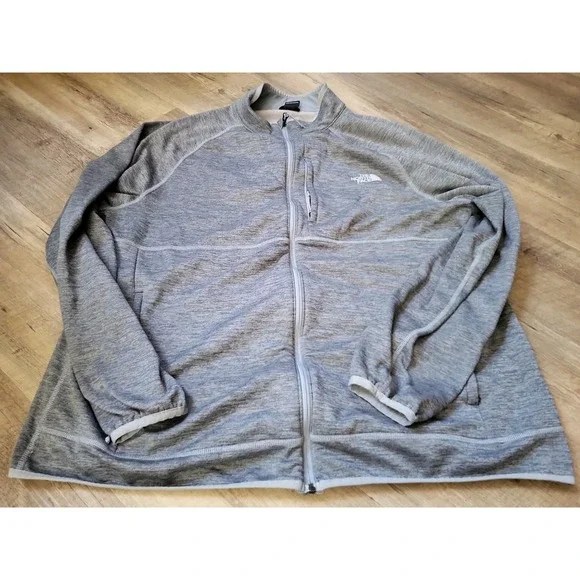 The North Face Jacket Mens XXL Gray Full Zip Fleece Lined Mock Neck Grey