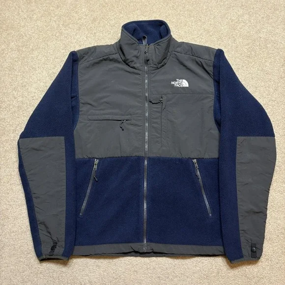 The North Face Denali Jacket Mens Small Blue Gray Fleece Full Zip Polartec