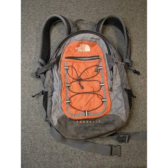 The North Face Borealis Backpack TNF Orange Gray Adult Hiking Outdoor Book Bag