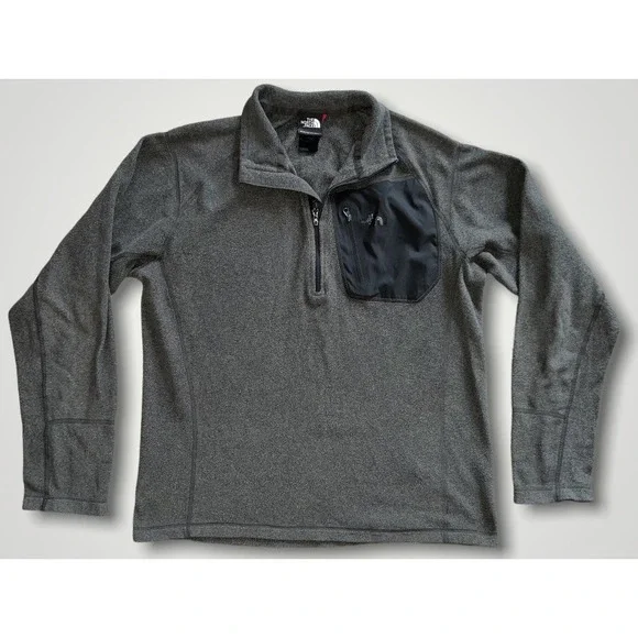 The North Face 1/4 Zip Men's Fleece Gray Pullover Size Medium With Breast Pocket