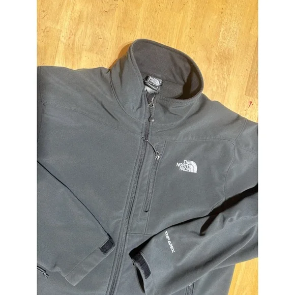 The North Face Apex Soft Shell Jacket Mens L Black Full Zip Windproof Fleece