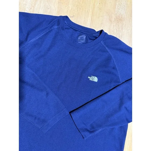 The North Face VaporWick Base Layer Shirt Mens L Blue Long Sleeve Performance