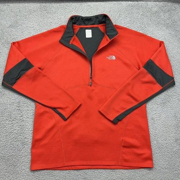 The North Face Men's Large A5UV Long Sleeve 1/4 Zip Red Fleece Fitness Shirt F13