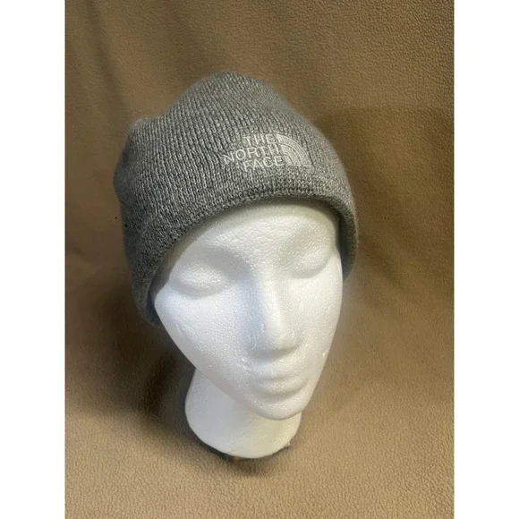 The North Face Grey Wool Blend Fleece‎ Lined Beanie Hat Unisex One Size NF0A3FJW