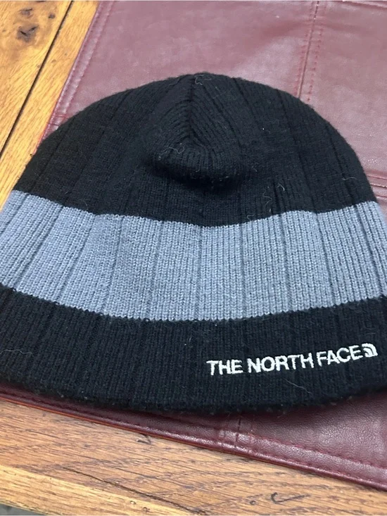 The North Face Black & Gray Striped Knit Beanie