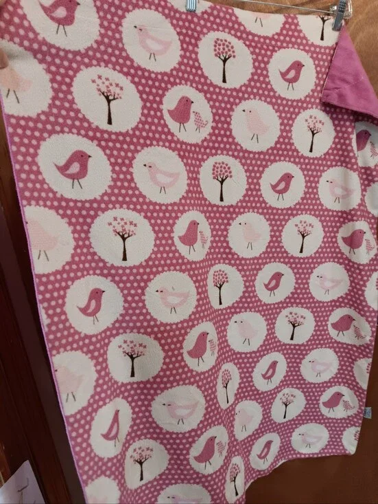 Thro Pink Bird Print Baby Blanket
