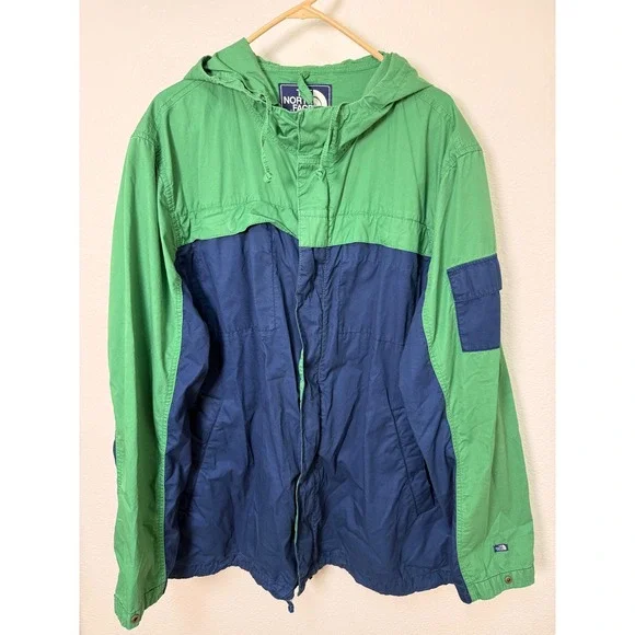 The North Face California Heritage Windbreaker Jacket Green Navy XXL JM878807