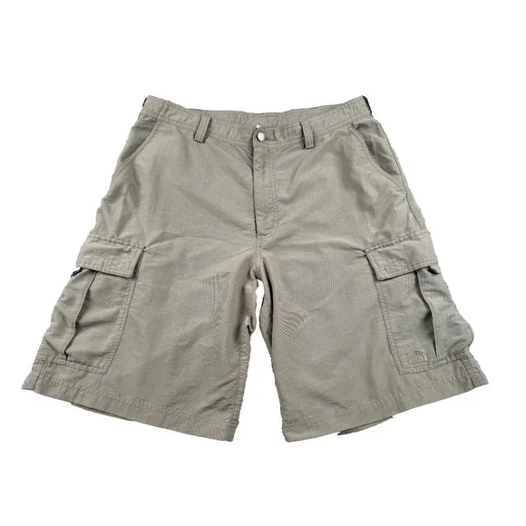 The North Face Men's Cargo Shorts Size 36 Khaki Nylon Hiking Outdoor