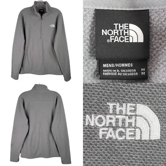 The North Face Stretch Knit Sweatshirt Men's Medium Gray 1/4 Zip Pullover