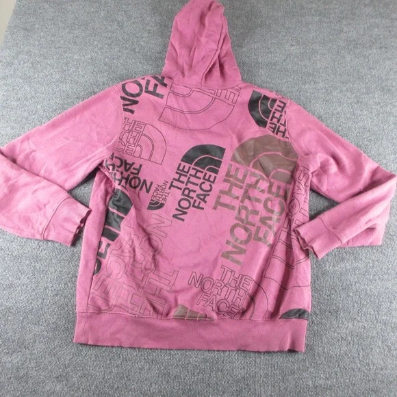 The North Face Hoodie Mens L Pink Pullover Kangaroo Pocket Graphic Sweatshirt
