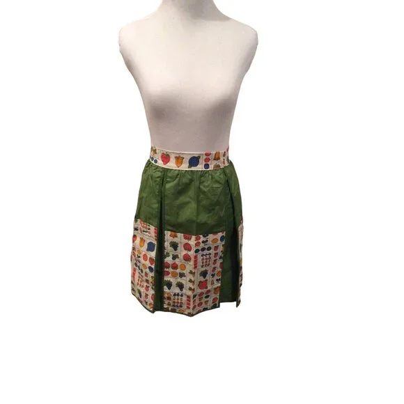Genuine Vintage Kitchen‎ apron Green Vegetable Novelty Print Retro