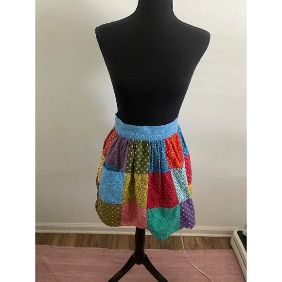 Needle-in-the-Haystack Vintage Patchwork Floral Calico Cotton Half‎ Apron Multi
