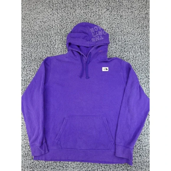 The North Face Mens XL‎ Purple Pullover Hoodie Graphic Hood Logo Patch Regular