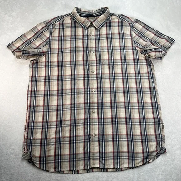 The North Face Short Sleeve Button Up Shirt Mens XL Plaid Pocket Casual Summer