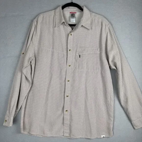 Vintage The North Face Button‎ Plaid Long Sleeve Shirt Mens L Brown Red Gorpcore