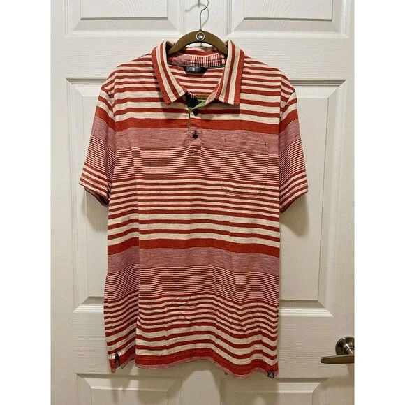 The North Face Men's Polo Shirt XL Short Sleeve Stripe Cotton Orange White