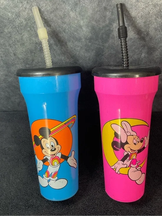 1992 Vintage Disney Disney-world Souvenir Cups W straw