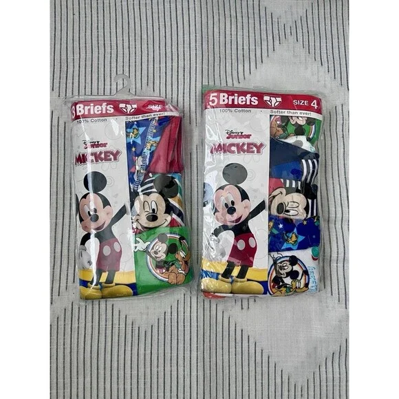 2 New Packs Disney Junior Mickey Little Boys  Brief Underwear Size 4